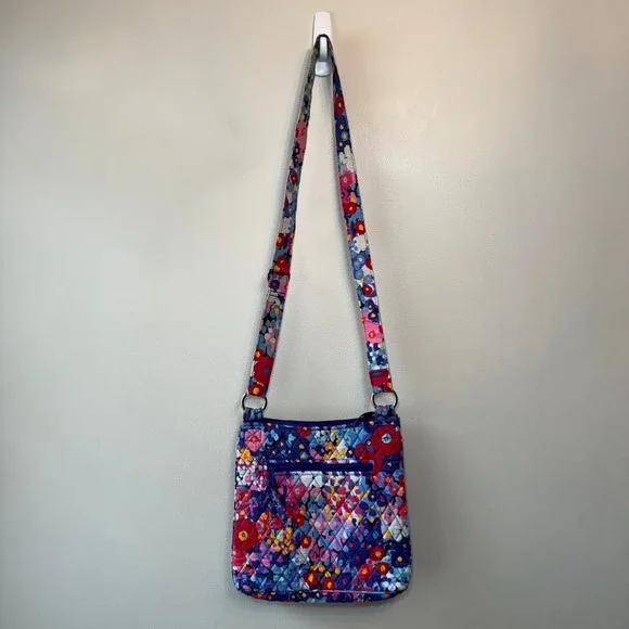 Vera Bradley Impressionista Floral Print Quilted Cotton Zip Crossbody Bag Purse - Picture 8 of 9